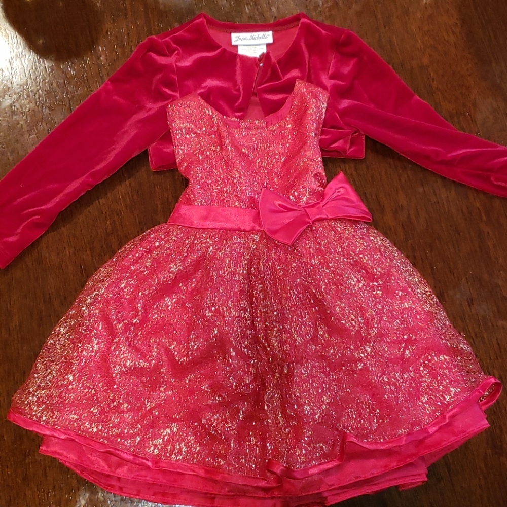 Red Dress and  Cardigan